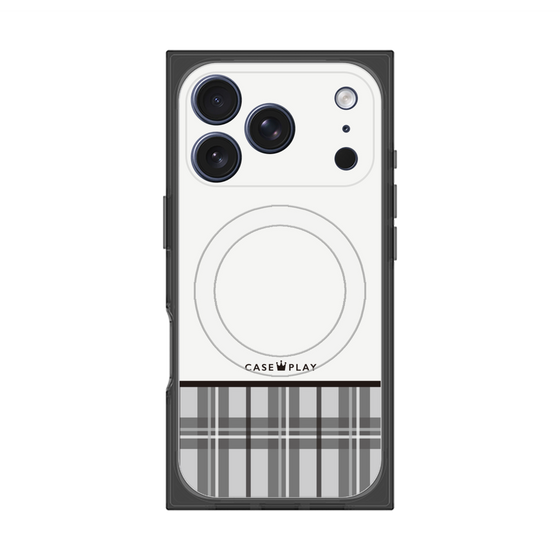 プレミアムスクエアケース with MagSafe［ CASEPLAY Tartan Check - Gray ］
