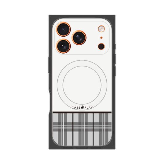プレミアムスクエアケース with MagSafe［ CASEPLAY Tartan Check - Gray ］