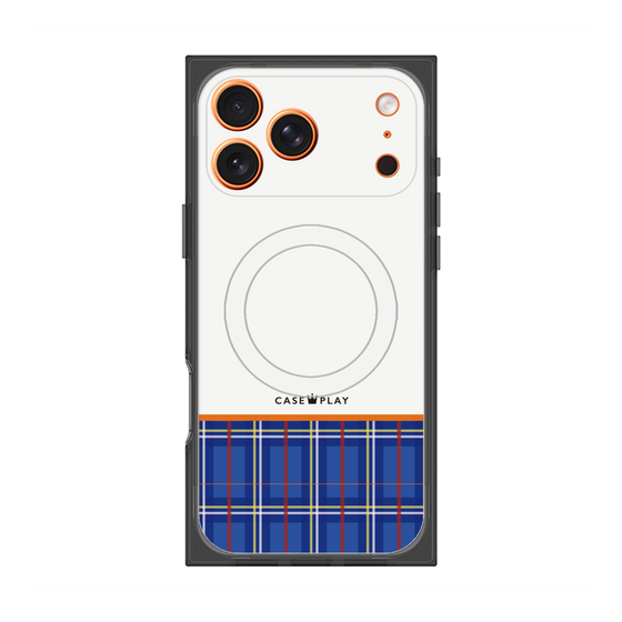 プレミアムスクエアケース with MagSafe［ CASEPLAY Tartan Check - Blue ］