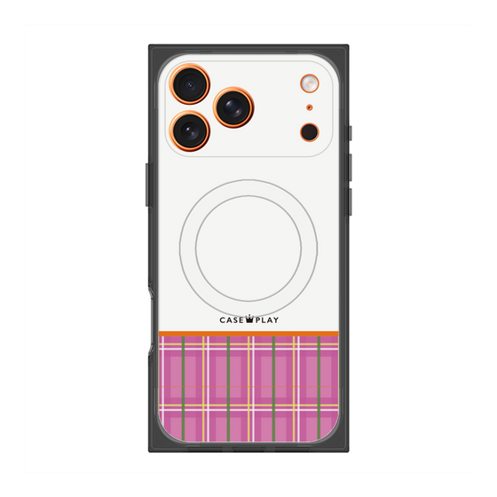 プレミアムスクエアケース with MagSafe［ CASEPLAY Tartan Check - Pink ］