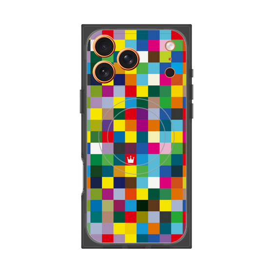 プレミアムスクエアケース with MagSafe［ CASEPLAY Rainbow Check ］
