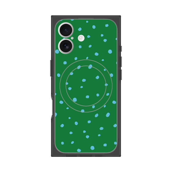 プレミアムスクエアケース with MagSafe［ Drawing Dot - Green ］