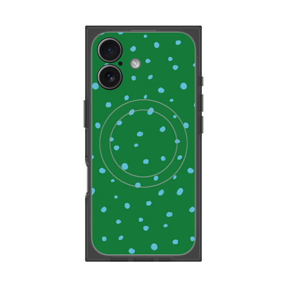 プレミアムスクエアケース with MagSafe［ Drawing Dot - Green ］