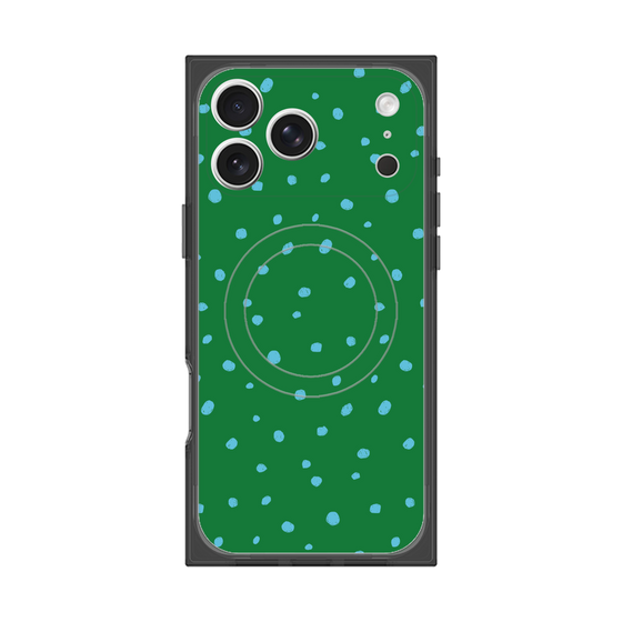 プレミアムスクエアケース with MagSafe［ Drawing Dot - Green ］