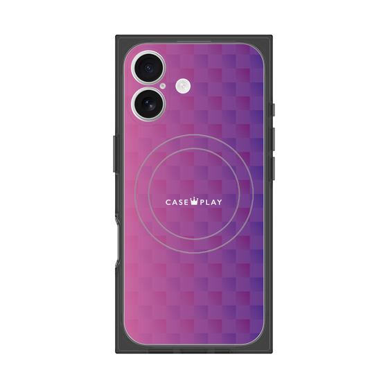 プレミアムスクエアケース with MagSafe［ CASEPLAY Check - Purple ］