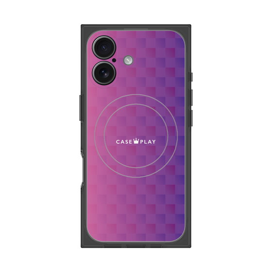 プレミアムスクエアケース with MagSafe［ CASEPLAY Check - Purple ］
