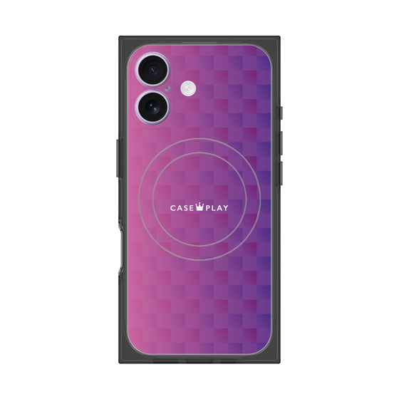 プレミアムスクエアケース with MagSafe［ CASEPLAY Check - Purple ］