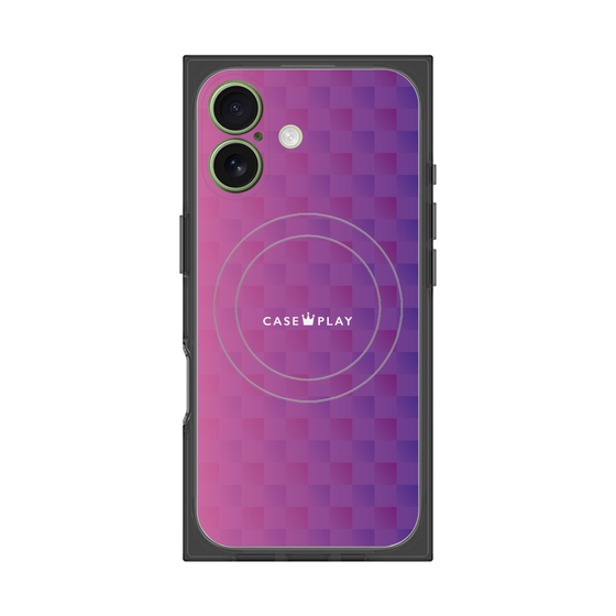 プレミアムスクエアケース with MagSafe［ CASEPLAY Check - Purple ］