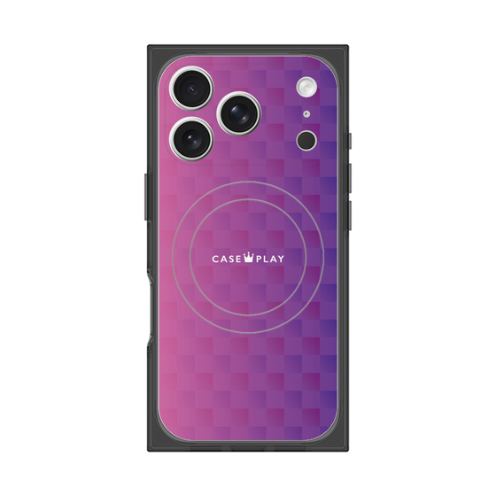 プレミアムスクエアケース with MagSafe［ CASEPLAY Check - Purple ］