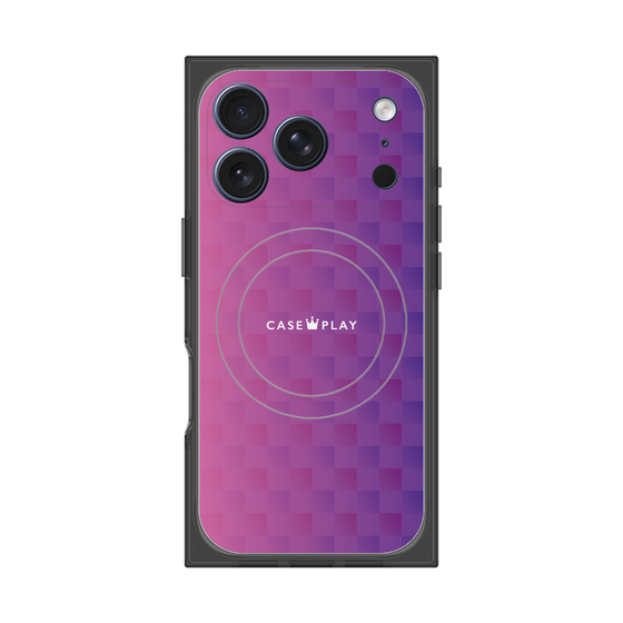 プレミアムスクエアケース with MagSafe［ CASEPLAY Check - Purple ］