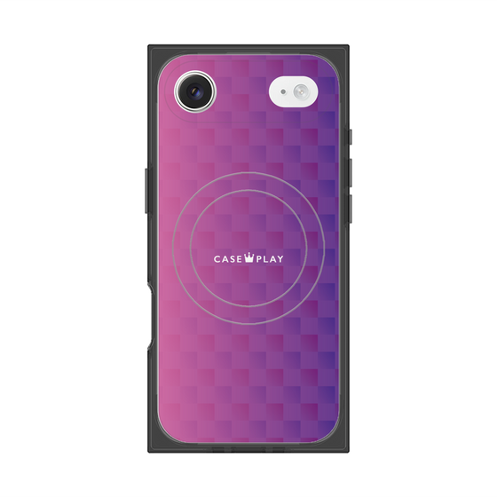 プレミアムスクエアケース with MagSafe［ CASEPLAY Check - Purple ］