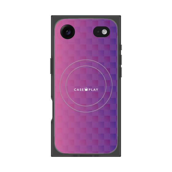 プレミアムスクエアケース with MagSafe［ CASEPLAY Check - Purple ］