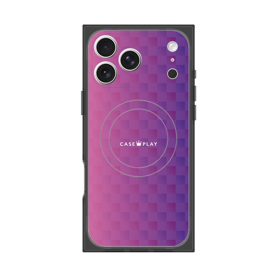 プレミアムスクエアケース with MagSafe［ CASEPLAY Check - Purple ］