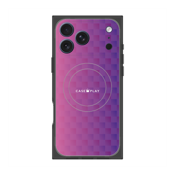 プレミアムスクエアケース with MagSafe［ CASEPLAY Check - Purple ］