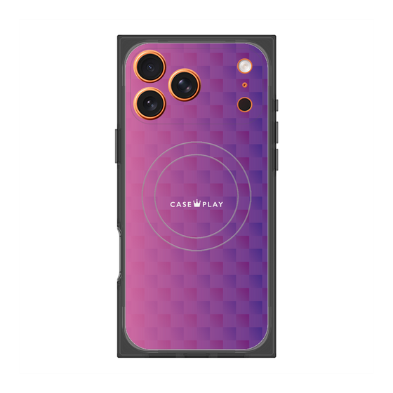 プレミアムスクエアケース with MagSafe［ CASEPLAY Check - Purple ］