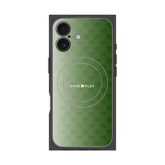 プレミアムスクエアケース with MagSafe［ CASEPLAY Check - Green ］