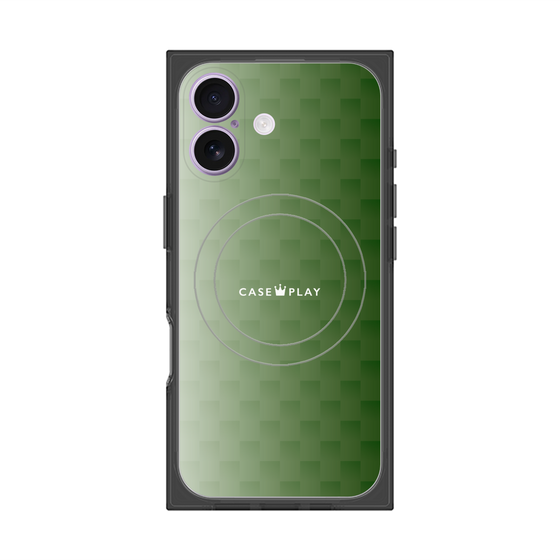 プレミアムスクエアケース with MagSafe［ CASEPLAY Check - Green ］