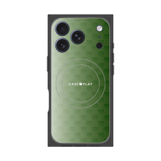 プレミアムスクエアケース with MagSafe［ CASEPLAY Check - Green ］