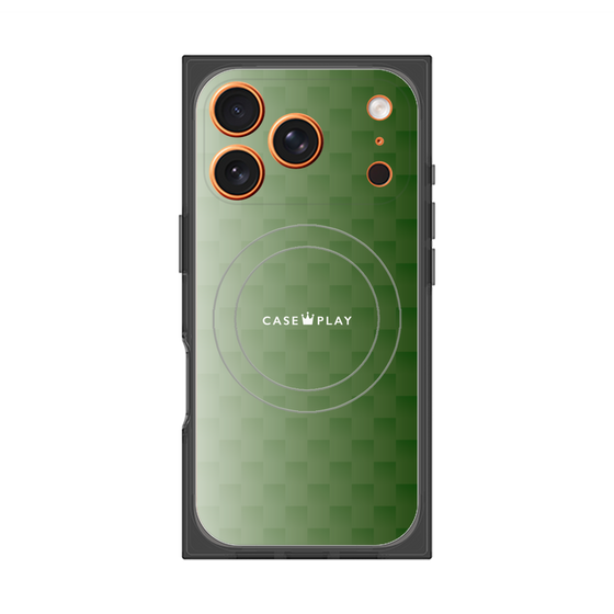 プレミアムスクエアケース with MagSafe［ CASEPLAY Check - Green ］
