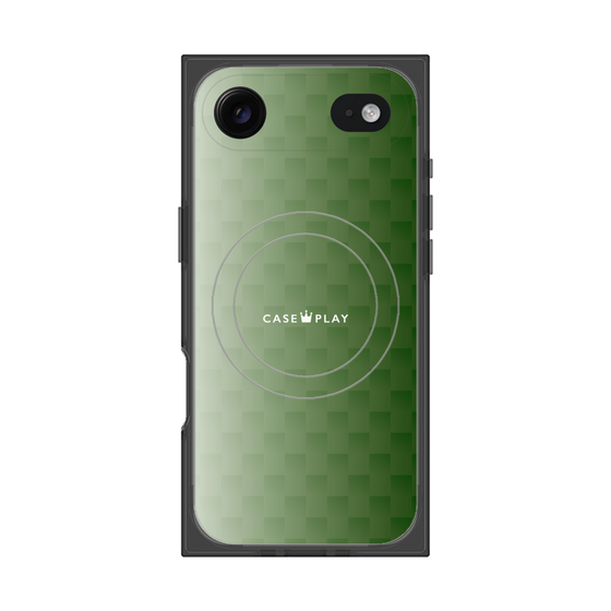 プレミアムスクエアケース with MagSafe［ CASEPLAY Check - Green ］