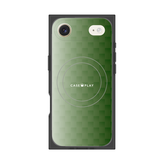 プレミアムスクエアケース with MagSafe［ CASEPLAY Check - Green ］