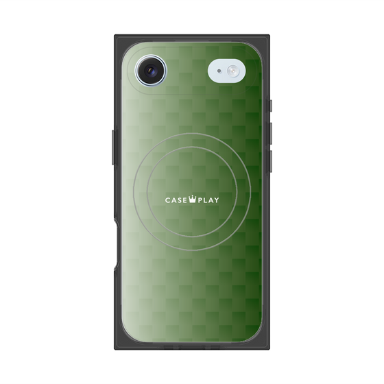 プレミアムスクエアケース with MagSafe［ CASEPLAY Check - Green ］
