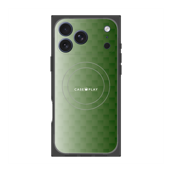 プレミアムスクエアケース with MagSafe［ CASEPLAY Check - Green ］