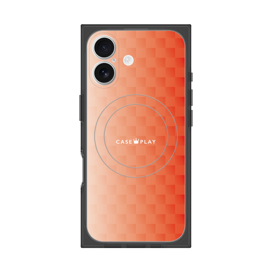 プレミアムスクエアケース with MagSafe［ CASEPLAY Check - Orange ］