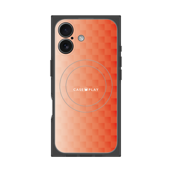 プレミアムスクエアケース with MagSafe［ CASEPLAY Check - Orange ］