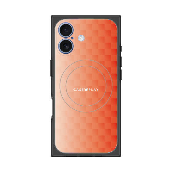 プレミアムスクエアケース with MagSafe［ CASEPLAY Check - Orange ］