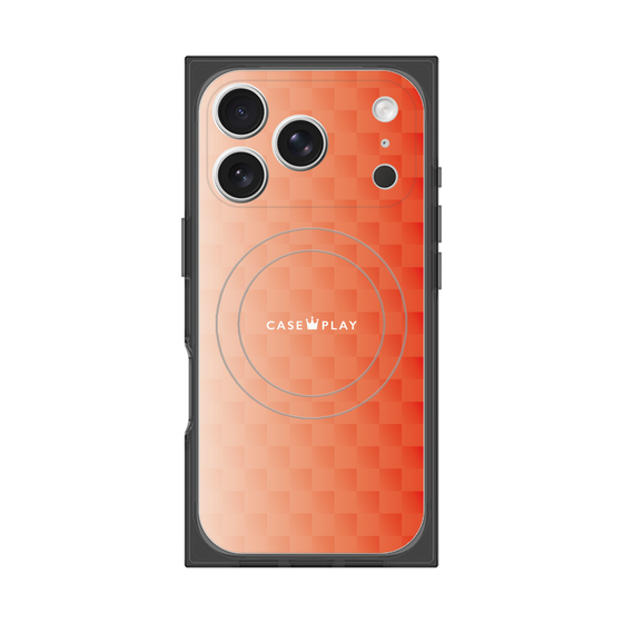 プレミアムスクエアケース with MagSafe［ CASEPLAY Check - Orange ］