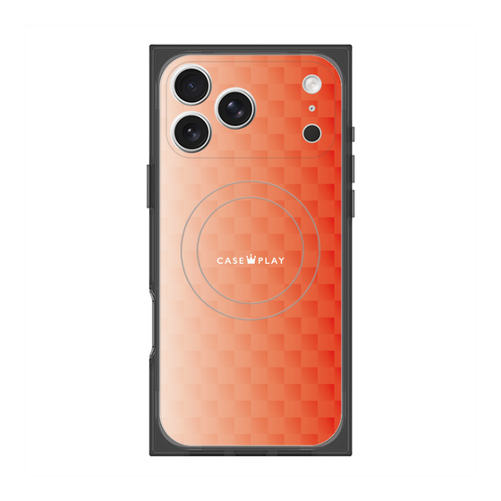プレミアムスクエアケース with MagSafe［ CASEPLAY Check - Orange ］