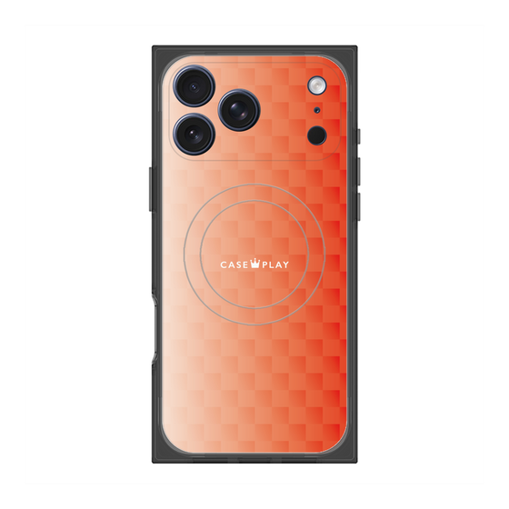 プレミアムスクエアケース with MagSafe［ CASEPLAY Check - Orange ］