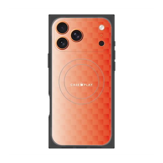 プレミアムスクエアケース with MagSafe［ CASEPLAY Check - Orange ］