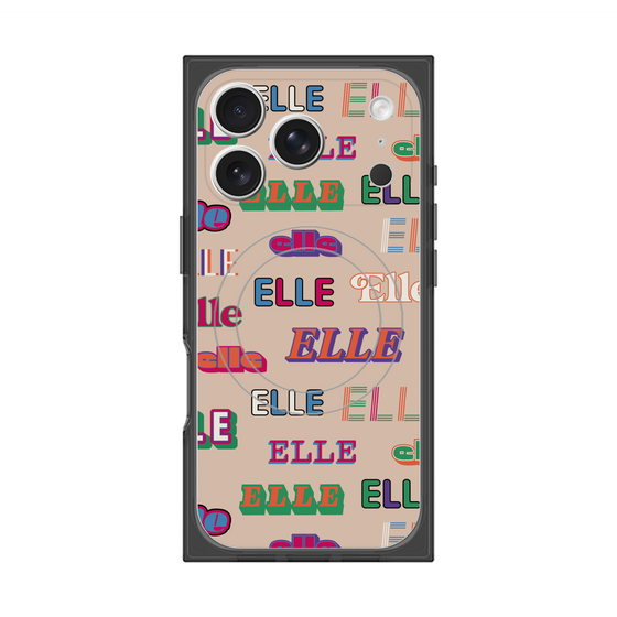 プレミアムスクエアケース with MagSafe［ ELLE - ミックスロゴ ］