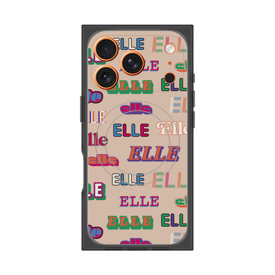 プレミアムスクエアケース with MagSafe［ ELLE - ミックスロゴ ］