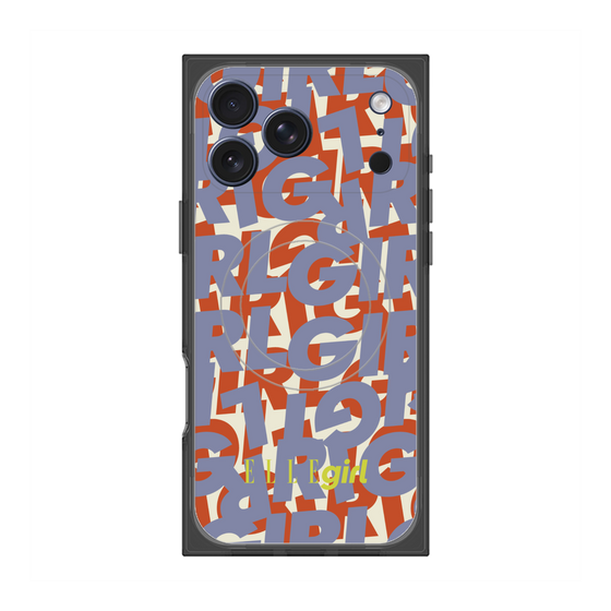 プレミアムスクエアケース with MagSafe［ ELLEgirl - ミックスロゴ - Purple ］