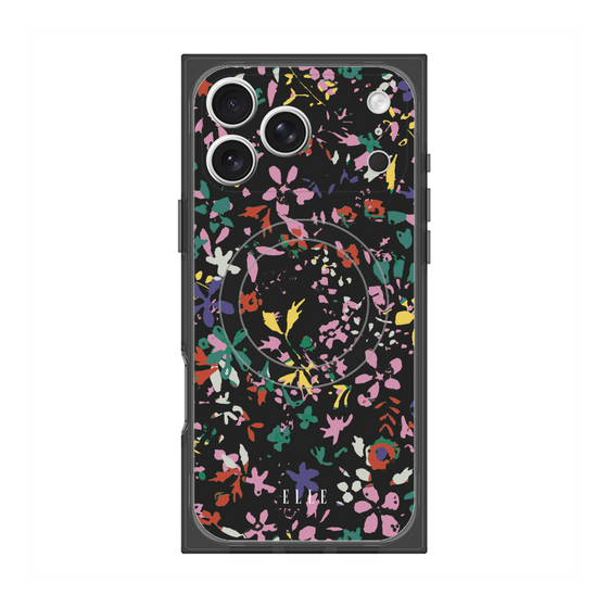 プレミアムスクエアケース with MagSafe［ ELLE - フラワー - 冬 ］