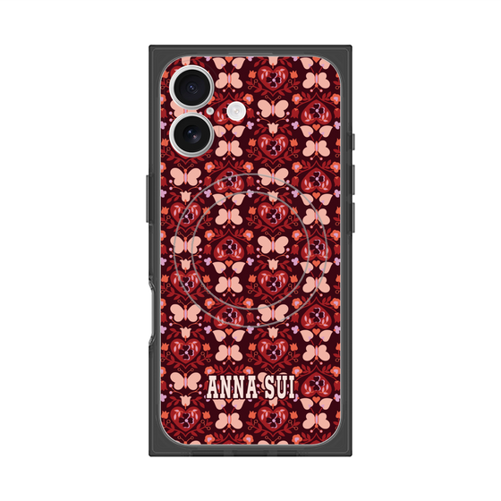 プレミアムスクエアケース with MagSafe［ ANNA SUI - バタフライハーツ - レッド ］