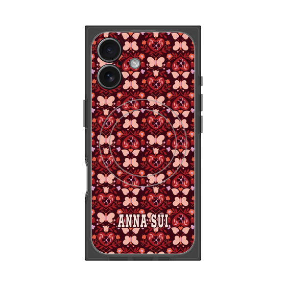 プレミアムスクエアケース with MagSafe［ ANNA SUI - バタフライハーツ - レッド ］
