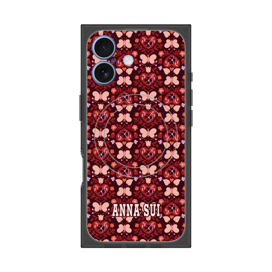 プレミアムスクエアケース with MagSafe［ ANNA SUI - バタフライハーツ - レッド ］
