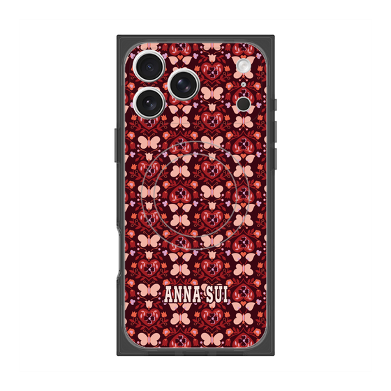 プレミアムスクエアケース with MagSafe［ ANNA SUI - バタフライハーツ - レッド ］