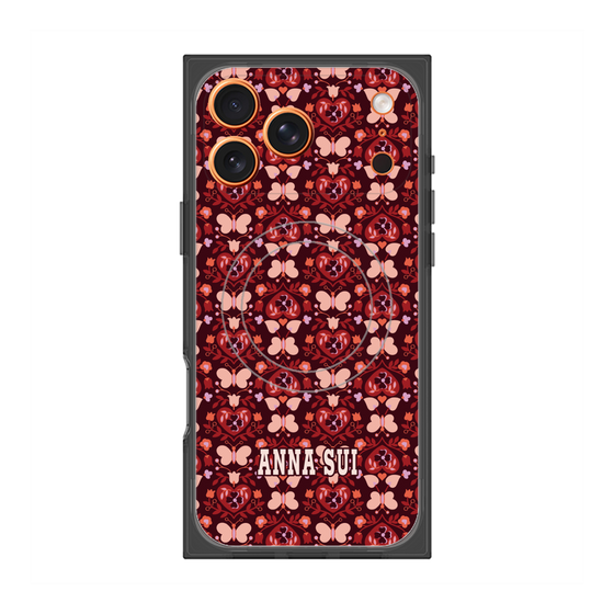 プレミアムスクエアケース with MagSafe［ ANNA SUI - バタフライハーツ - レッド ］
