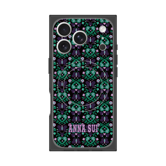 プレミアムスクエアケース with MagSafe［ ANNA SUI - バタフライハーツ - グリーン ］