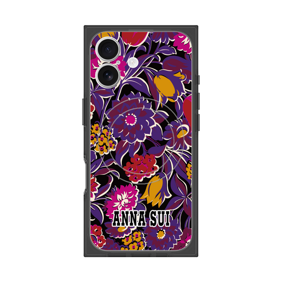 プレミアムスクエアケース with MagSafe［ ANNA SUI - ガーデンフワラー - マゼンタ ］
