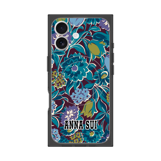 プレミアムスクエアケース with MagSafe［ ANNA SUI - ガーデンフワラー - シアン ］