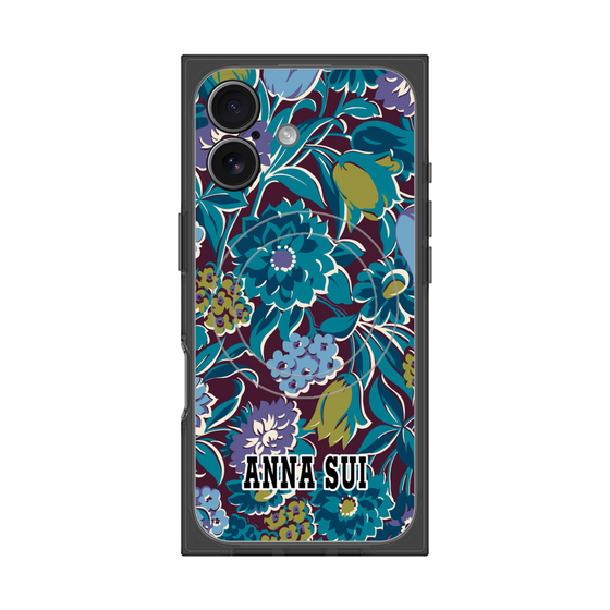 プレミアムスクエアケース with MagSafe［ ANNA SUI - ガーデンフワラー - シアン ］