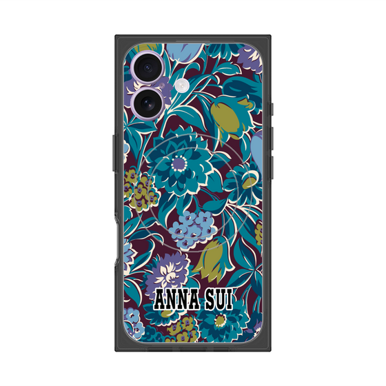 プレミアムスクエアケース with MagSafe［ ANNA SUI - ガーデンフワラー - シアン ］