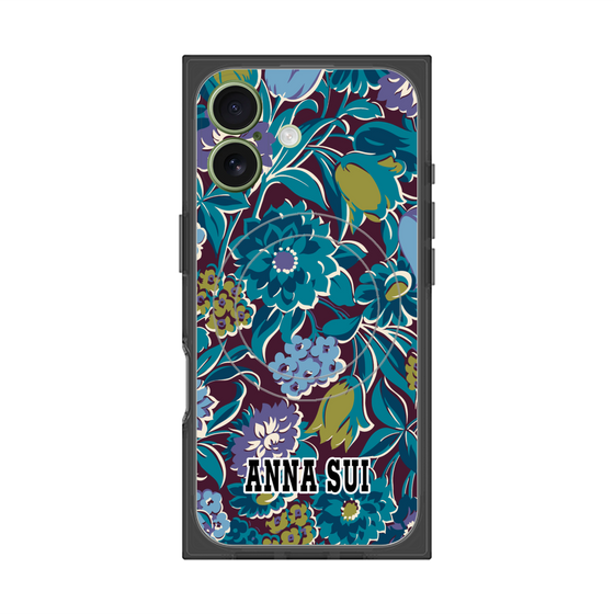 プレミアムスクエアケース with MagSafe［ ANNA SUI - ガーデンフワラー - シアン ］