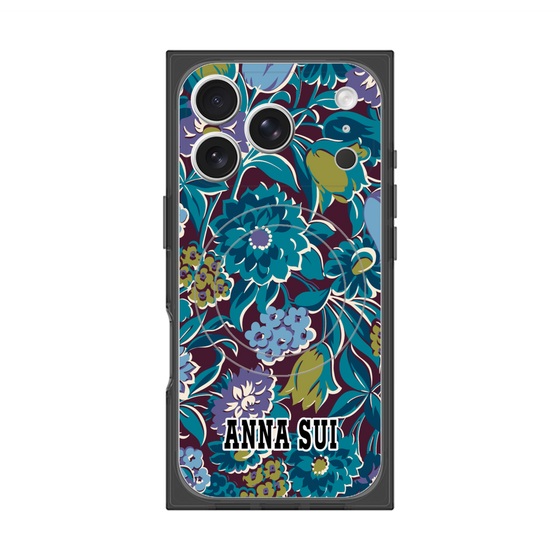 プレミアムスクエアケース with MagSafe［ ANNA SUI - ガーデンフワラー - シアン ］